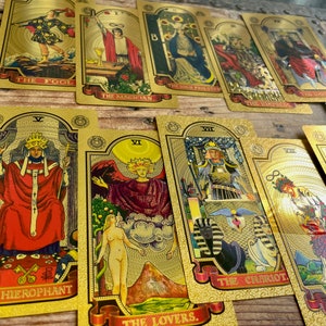 Tarot Card Deck Gold 78 Cards Beginners Guidebook Gold Foil Waterproof Spiritual  Divination tools