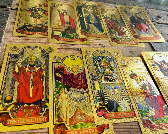 Tarot Card Deck Gold 78 Cards Beginners Guidebook Gold Foil Waterproof ...