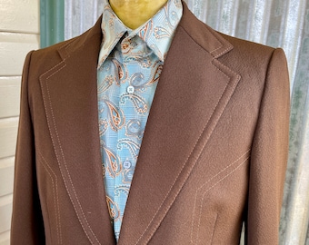 Vintage 70's Brown Suit Jacket H.i.s. 44 - Etsy