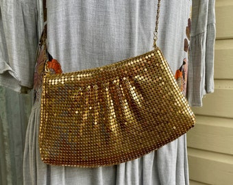 Vintage Gold Glomesh Style Evening Purse Handbag Chain Strap - OOAK