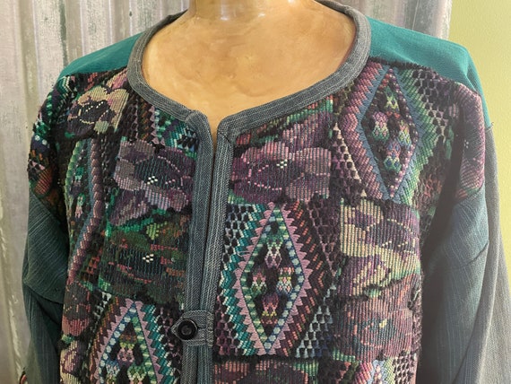 1970's Vintage Green Handmade Embroidered Guatema… - image 1