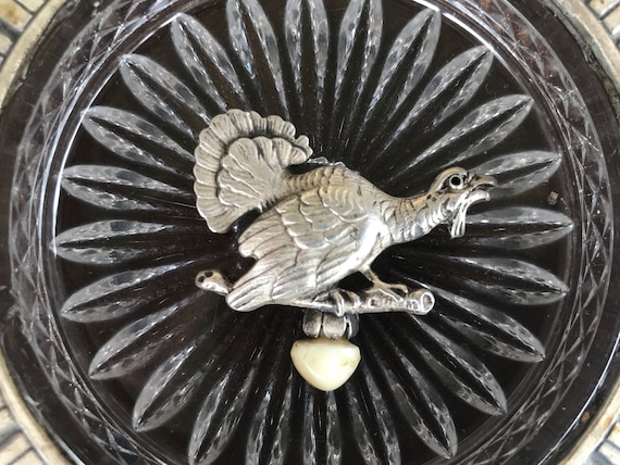 Broche de chasseur vintage en argent plaqué, d'Allemagne
