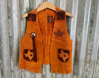 1970 年代 ヴィンテージ 子供用ベスト カウボーイ ウエスタン ブラック 