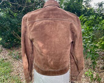 1980's Vintage Brown Suede Jacket Made in Mexico Sz XS