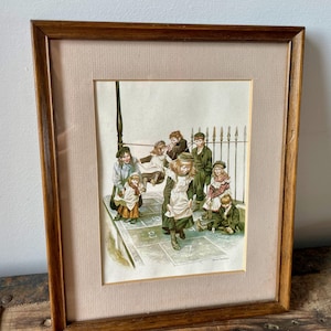 Vintage 1960's Ornate Rectangular Timber Wood Picture Frame Original Glass Wall Mounted Portrait - OOAK