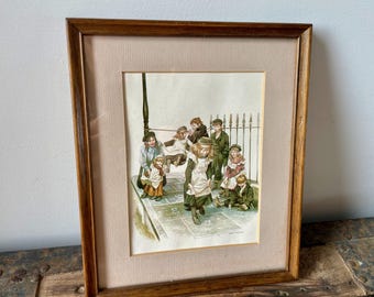 Marco de fotos rectangular de madera de los años 60, estilo vintage, con cristal original y marco para colgar en la pared (pieza única).