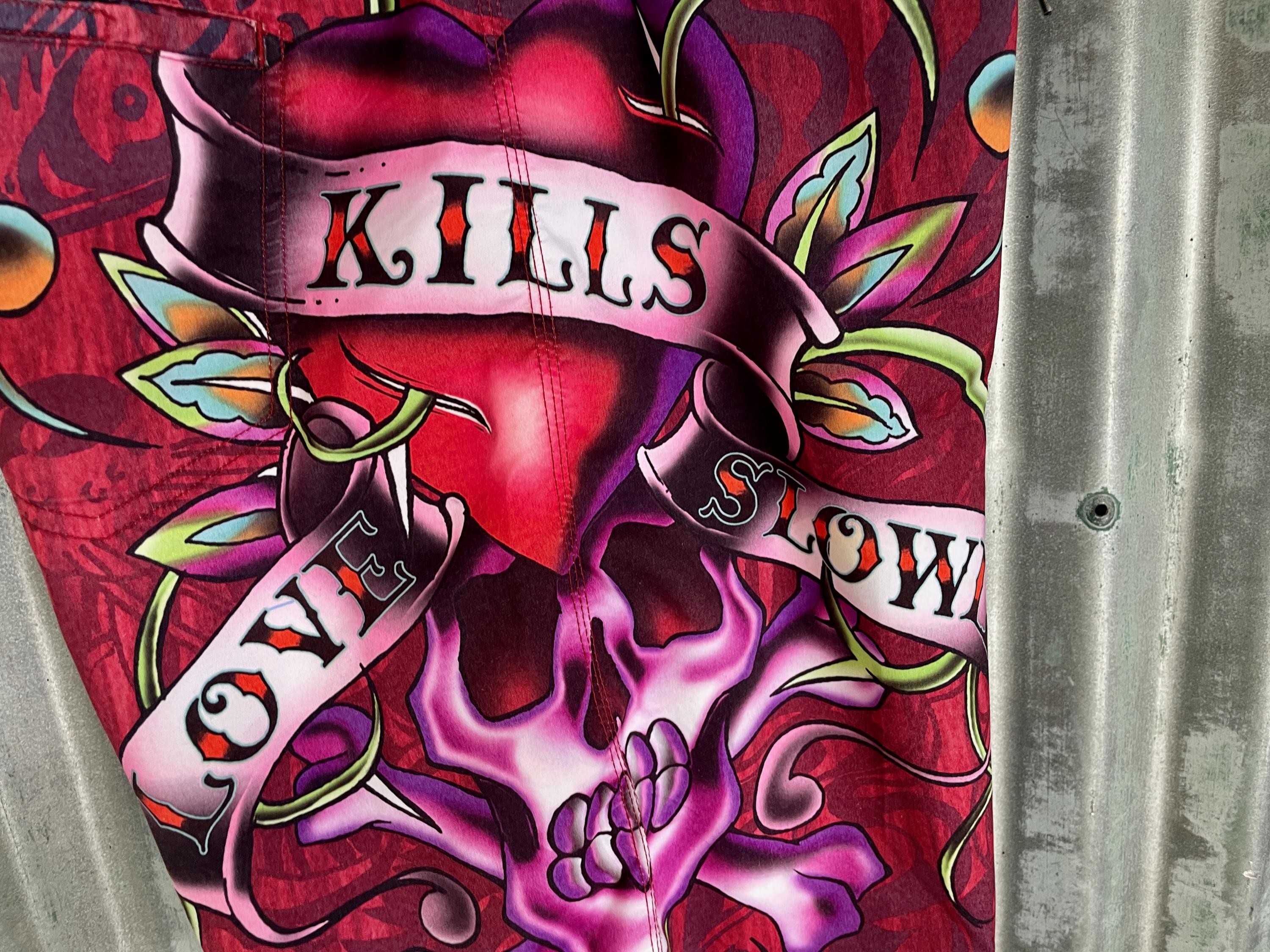 Vintage Ed Hardy Love Kills Slowly Boardies Shorts Sz 38 - OOAK - Etsy