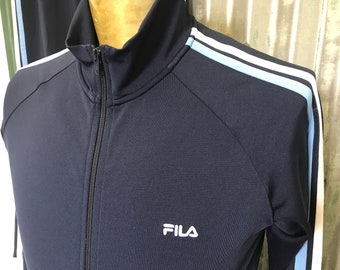 1990's Vintage Fila Track Suit Top and Bottom Navy Sz S - OOAK