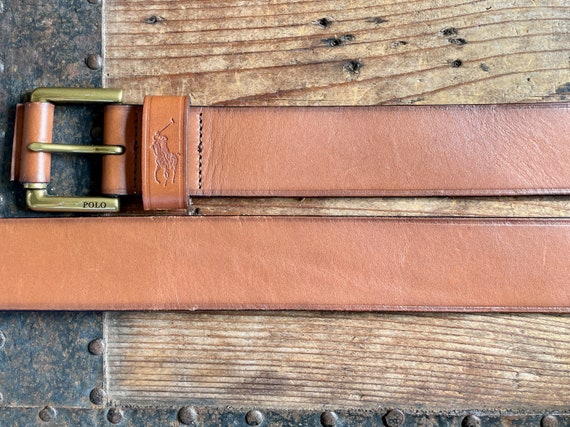 1990's Vintage Polo Ralph Lauren Tan Brown Leather Belt 1990's Vintage Polo Ralph Lauren Tan Brown Leather Belt