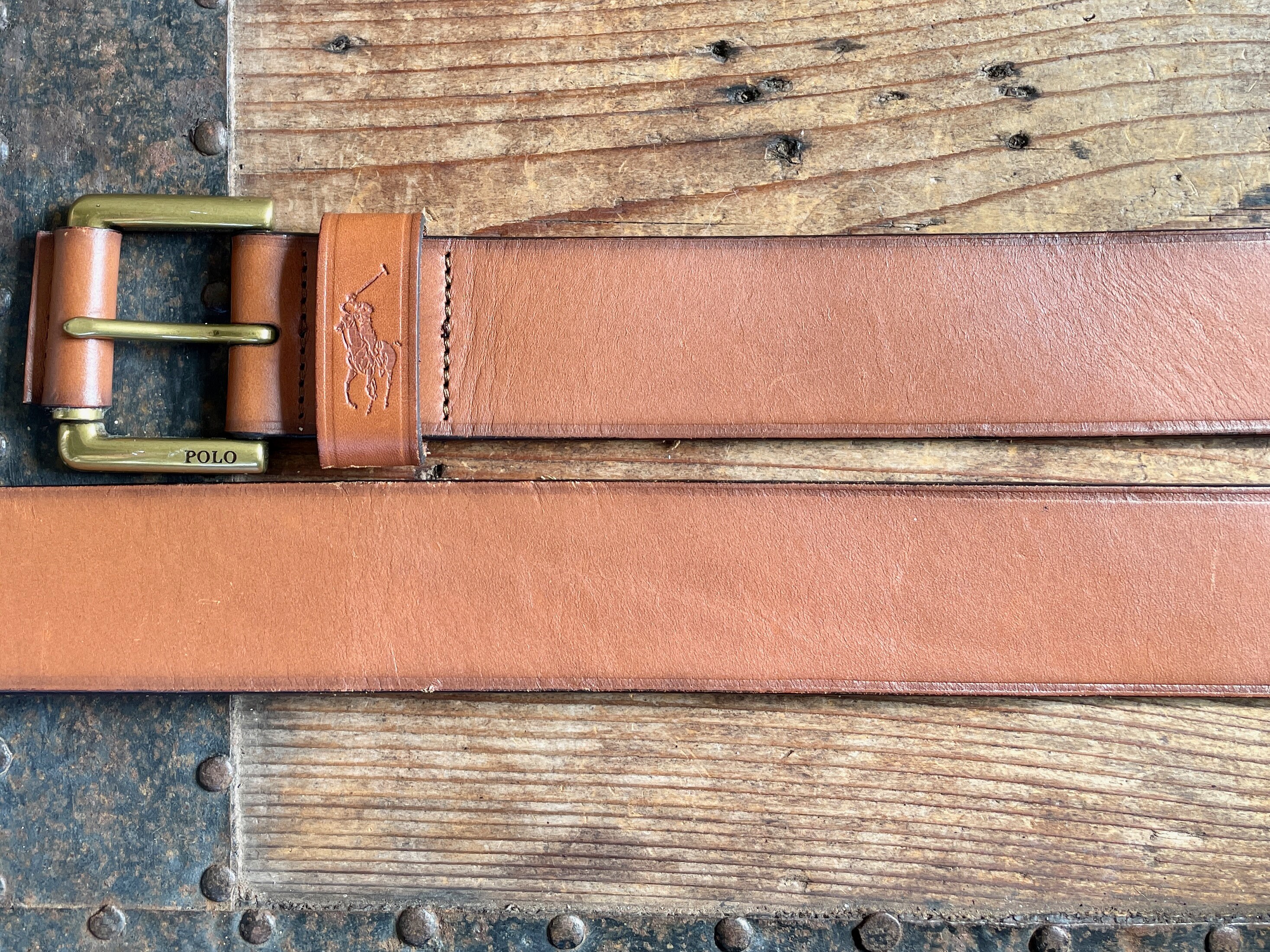 1990's Vintage Polo Ralph Lauren Tan Brown Leather Belt 1990's Vintage Polo Ralph Lauren Tan Brown Leather Belt