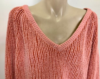 Women's Free People Slouch Jumper Orange Sz L - OOAK