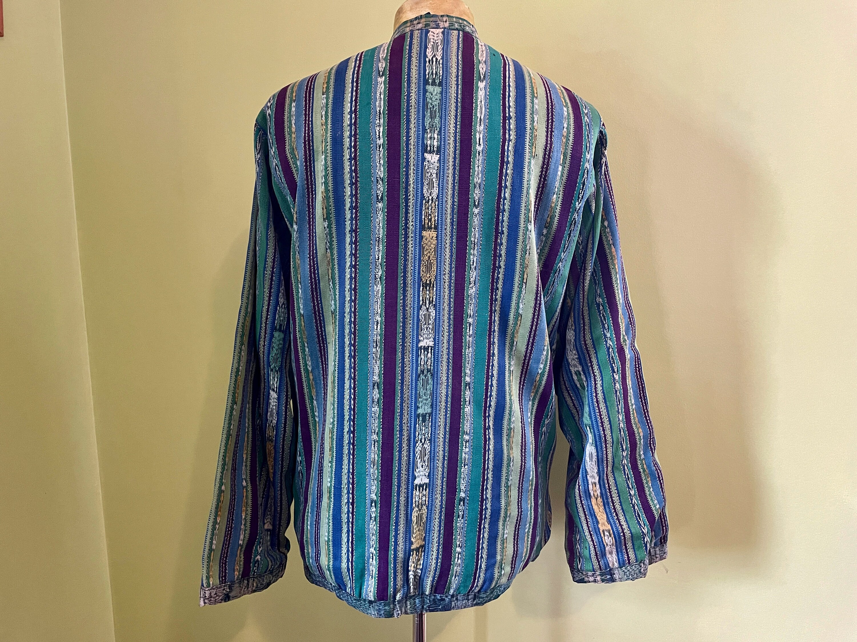 1980's Vintage Green Handmade Embroidered Guatemalan Jacket