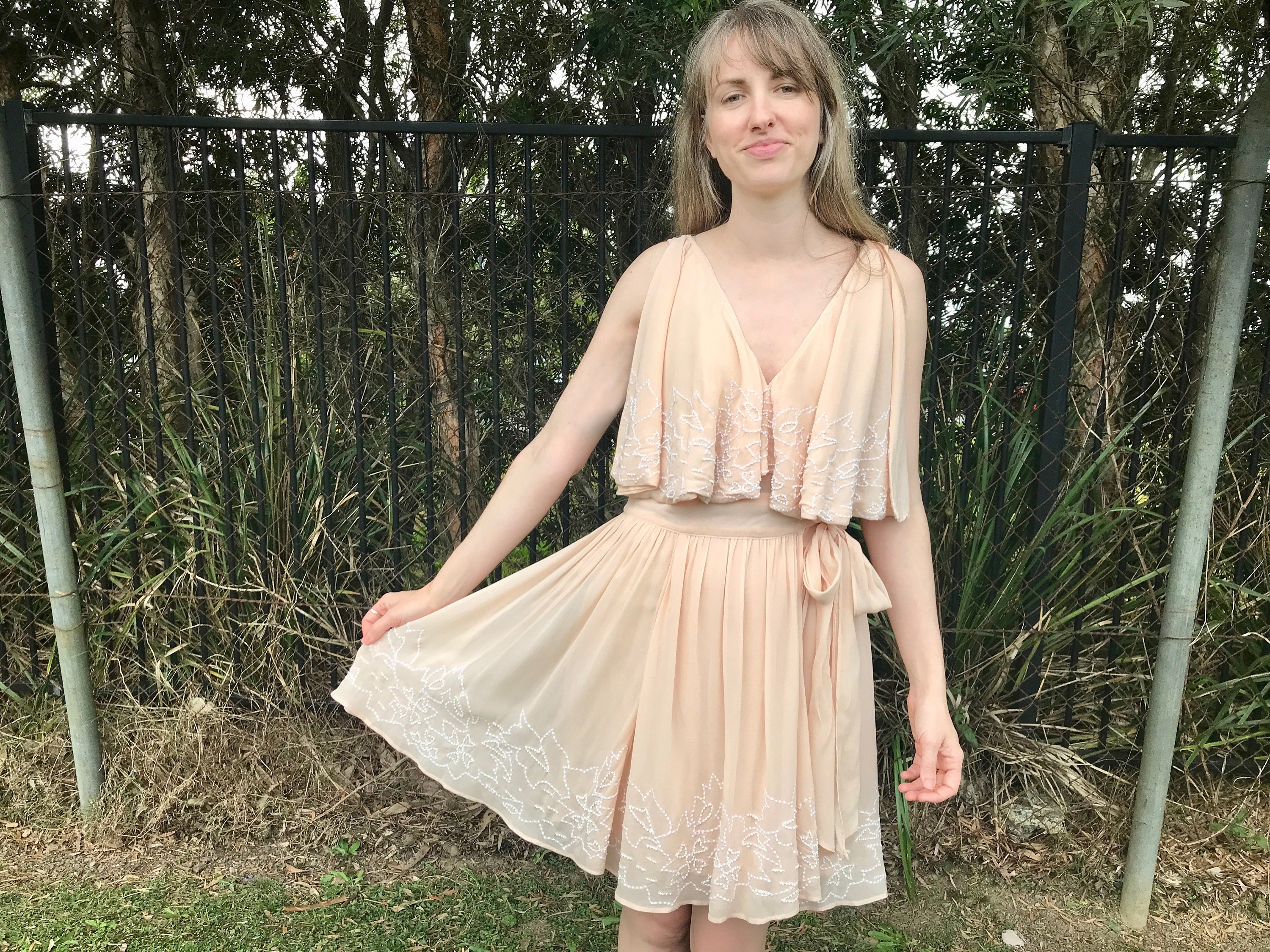 beaded free people dress Sale! Wrap - Pale Pink Rayon, Size S customized Long Sleeve Tie Back ⁣⁢مقاس المملكة المتحدة⁤⁣:18 Black Combo