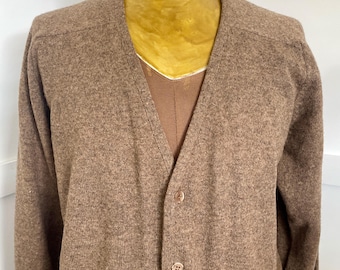 1970s Vintage Pendleton Lambswool Cardigan – Brown Knit Jumper, USA Made XL
