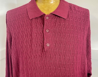 Jersey de punto de algodón burdeos Pendleton vintage de los años 90, talla L - Pieza única