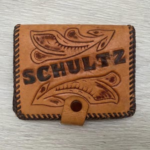 Vintage 1970's Leather Hand-Tooled Wallet Tan - OOAK