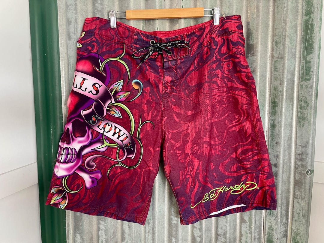 Sculptor × Ed Hardy Cherry Shorts Flame Cobra Fleece Short