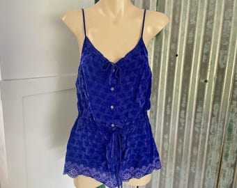 1990's Vintage Johnny Was Women's Cami Top Blue-Purple Sz S - OOAK