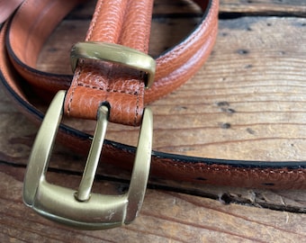 Vintage 90er Braun Leder Gürtel Braun Leder Gürtel Gürtelschnalle