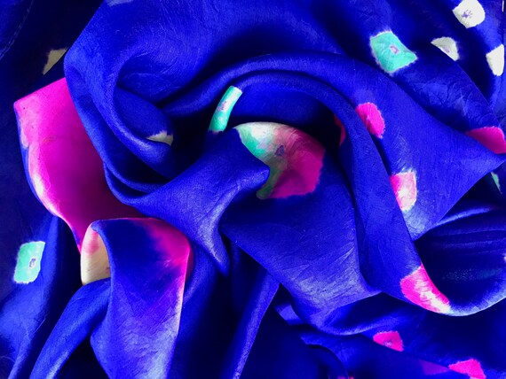 Sale!  Sale! Vintage Silk Scarf Tie Dye Purple - … - image 3