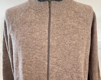 1990's Vintage Pendleton Lambswool Wool Knit Jumper Cardigan Zipper Brown Sz XL  - OOAK