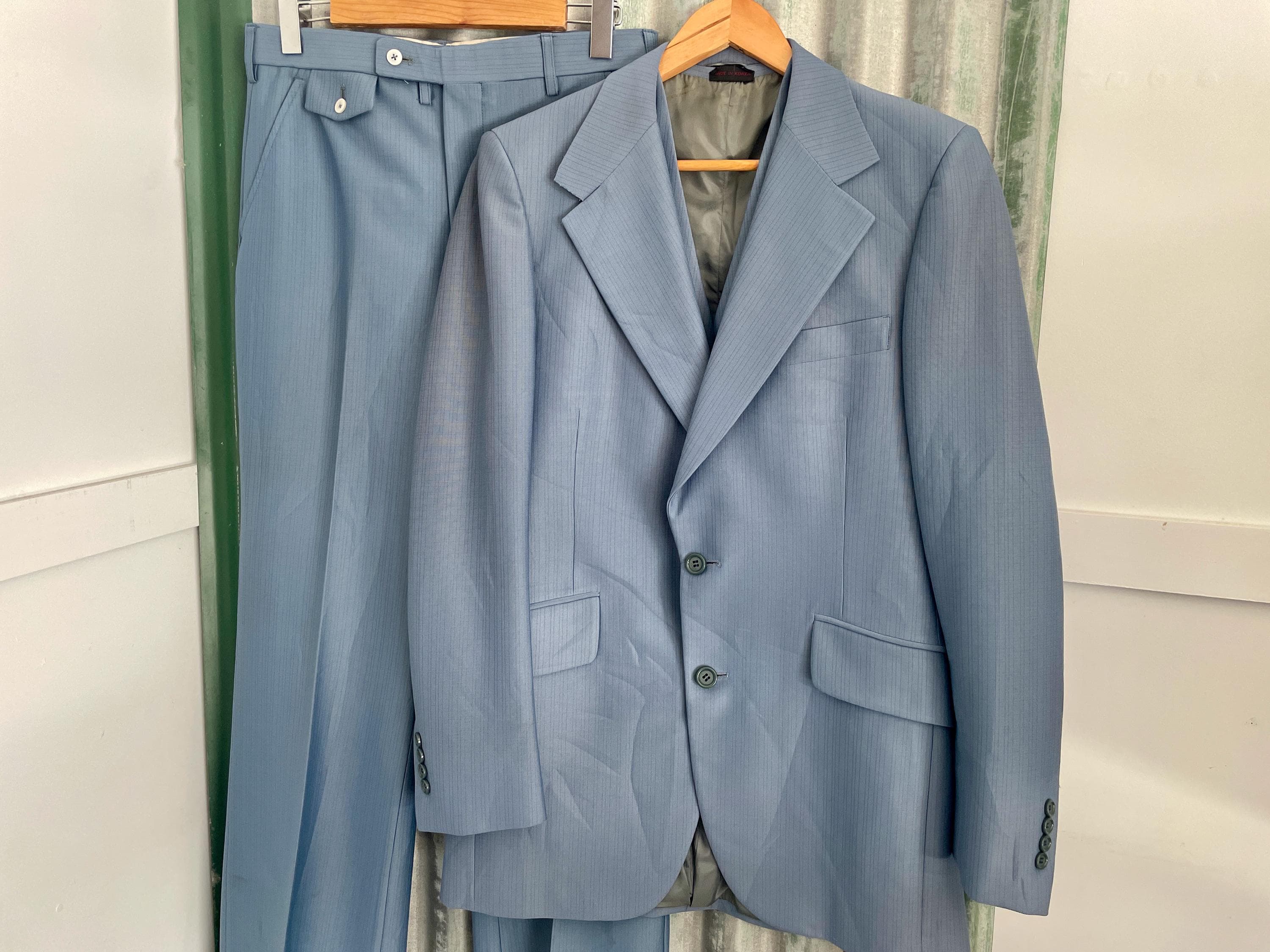 【70年代】オーダーメイドスーツ 70s blue suit - Etsy 日本