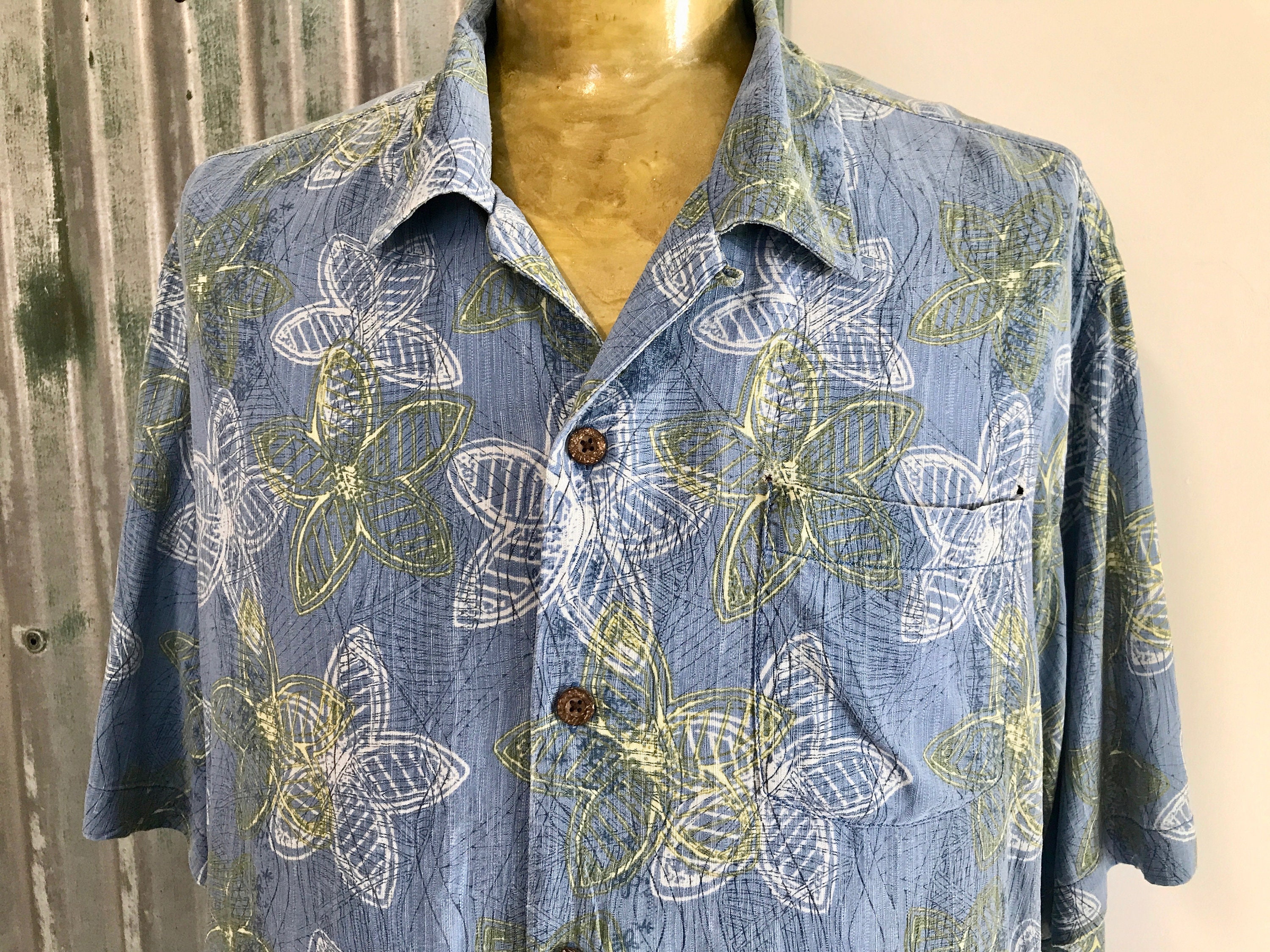 Vintage Tommy Bahama - Floral Shirt Palms - Large 海外 即決-