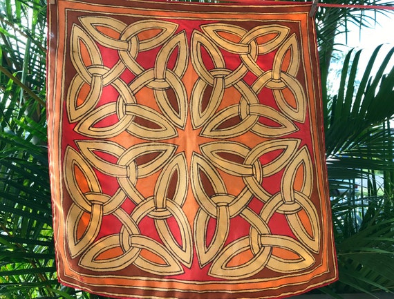 Vintage Silk 'Vera' Scarf Orange 1970's Design - S