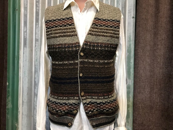 Vintage Italian Wool Knit Vest Sz L - OOAK