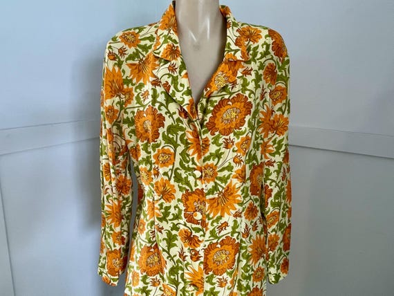 Buy Women's Charlie Brown Orange Green Floral Silk Dress Sz 14 - OOAK  Online in India - Etsy
