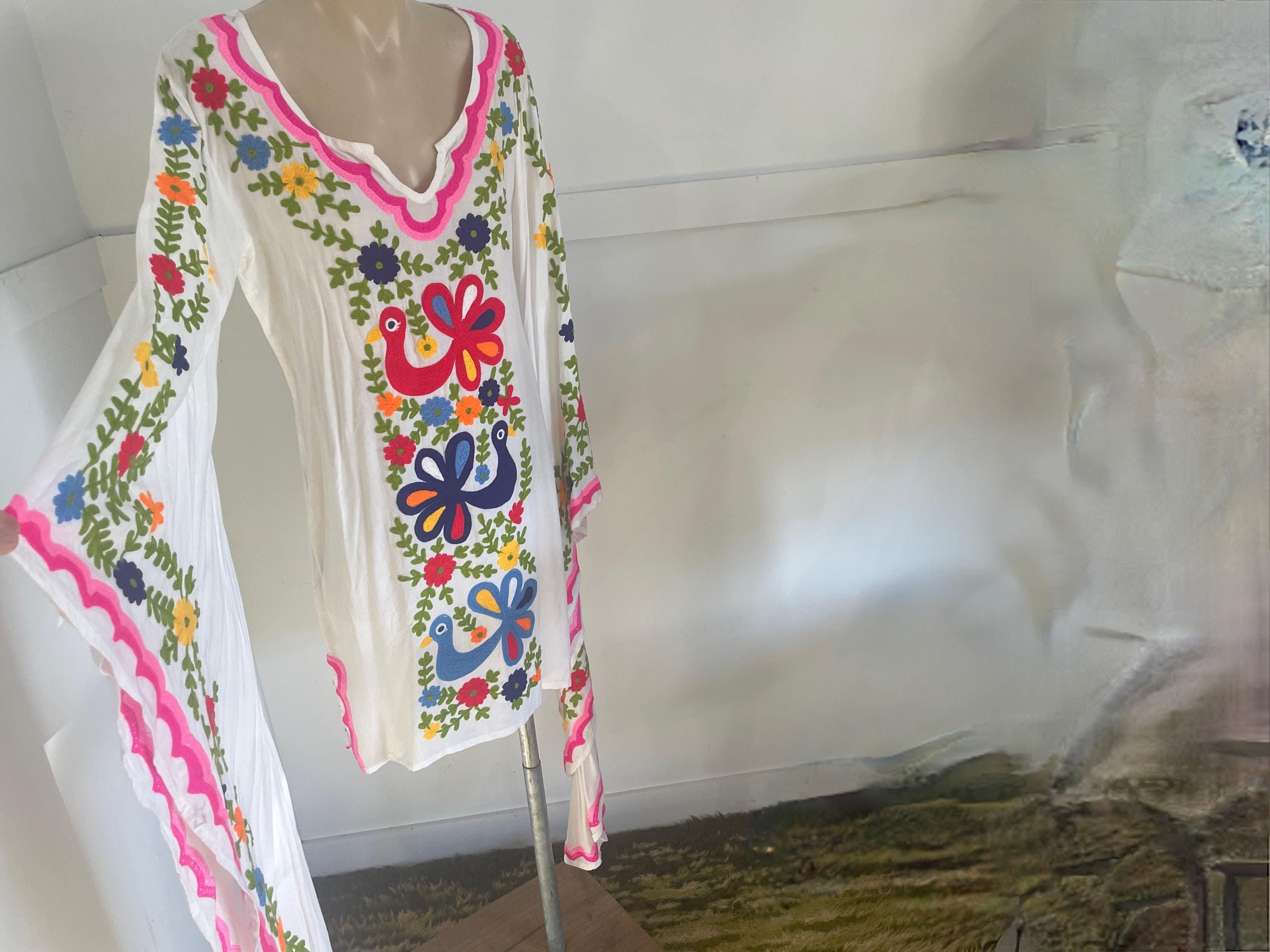 sachin and babi light blue dress Chilac Embroidered Mexican Long Dress main image 0
