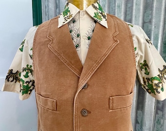 Vtg 1970's Rancher by Schott NYC Western Suede Leather Vest