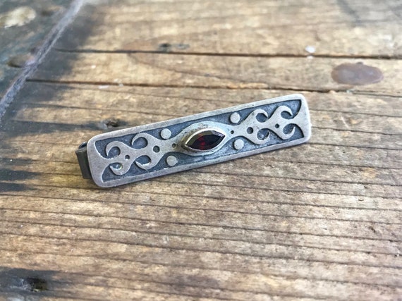 Vintage Tie Pin Silver Ruby - OOAK