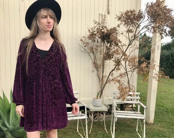 free people purple velvet dress Free People KNIT VELVET FAERIE DRESS PLUM BNWT