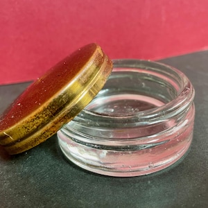 Vintage Glass Jar Tiny Metal Lid Dressing Table Gift Victorian Style 'H' - OOAK