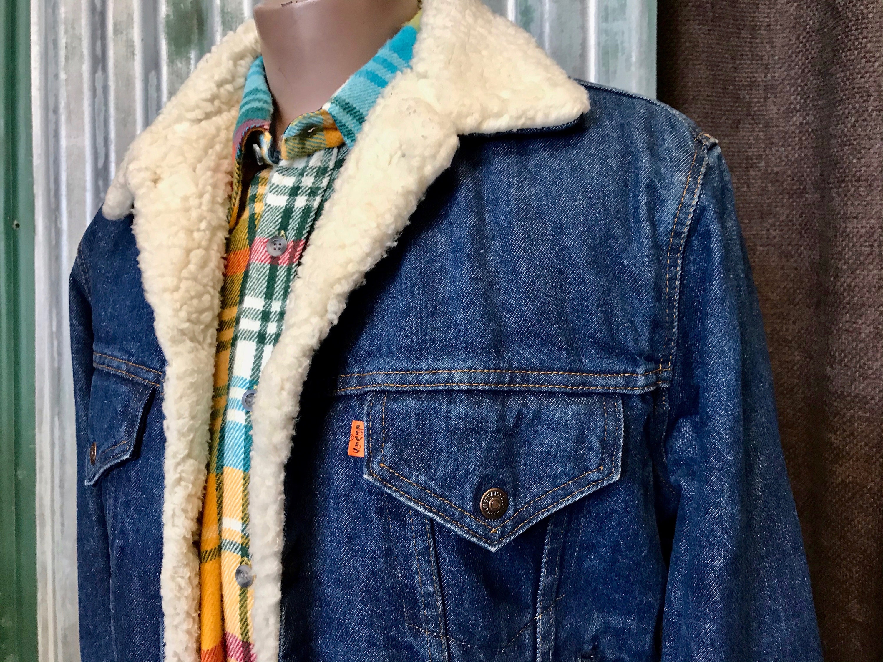 1970's Vintage Levis Orange Tab Blue Denim Sherpa Jacket - Etsy