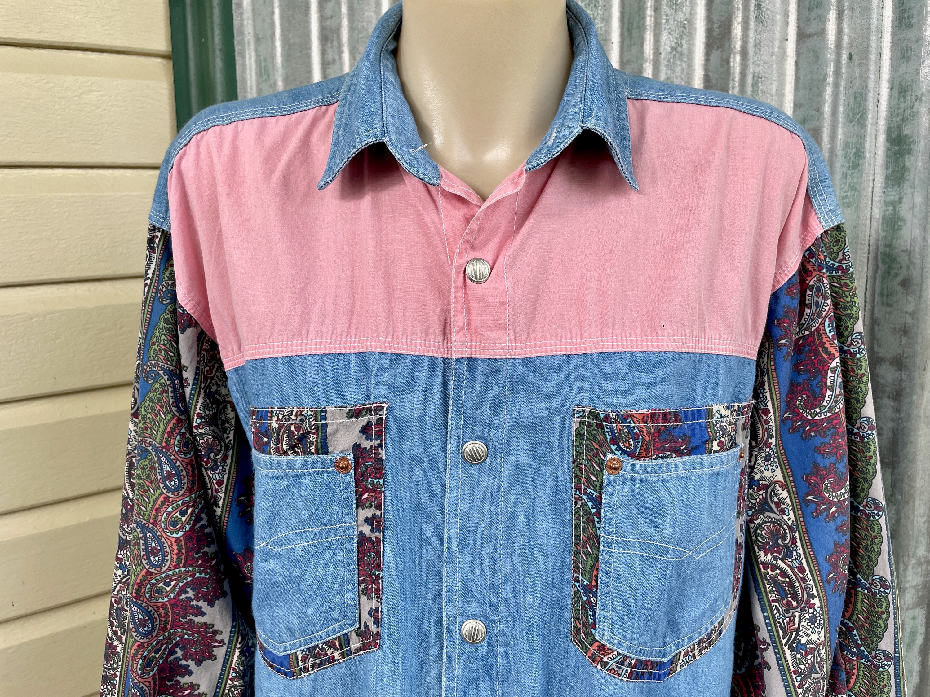 Vintage Pink Western Shirt, Pink Western Shirt With Pearl Snaps, Custom  Made Pink Western Shirt, Womens Large/mens Medium Pink Western Shirt 