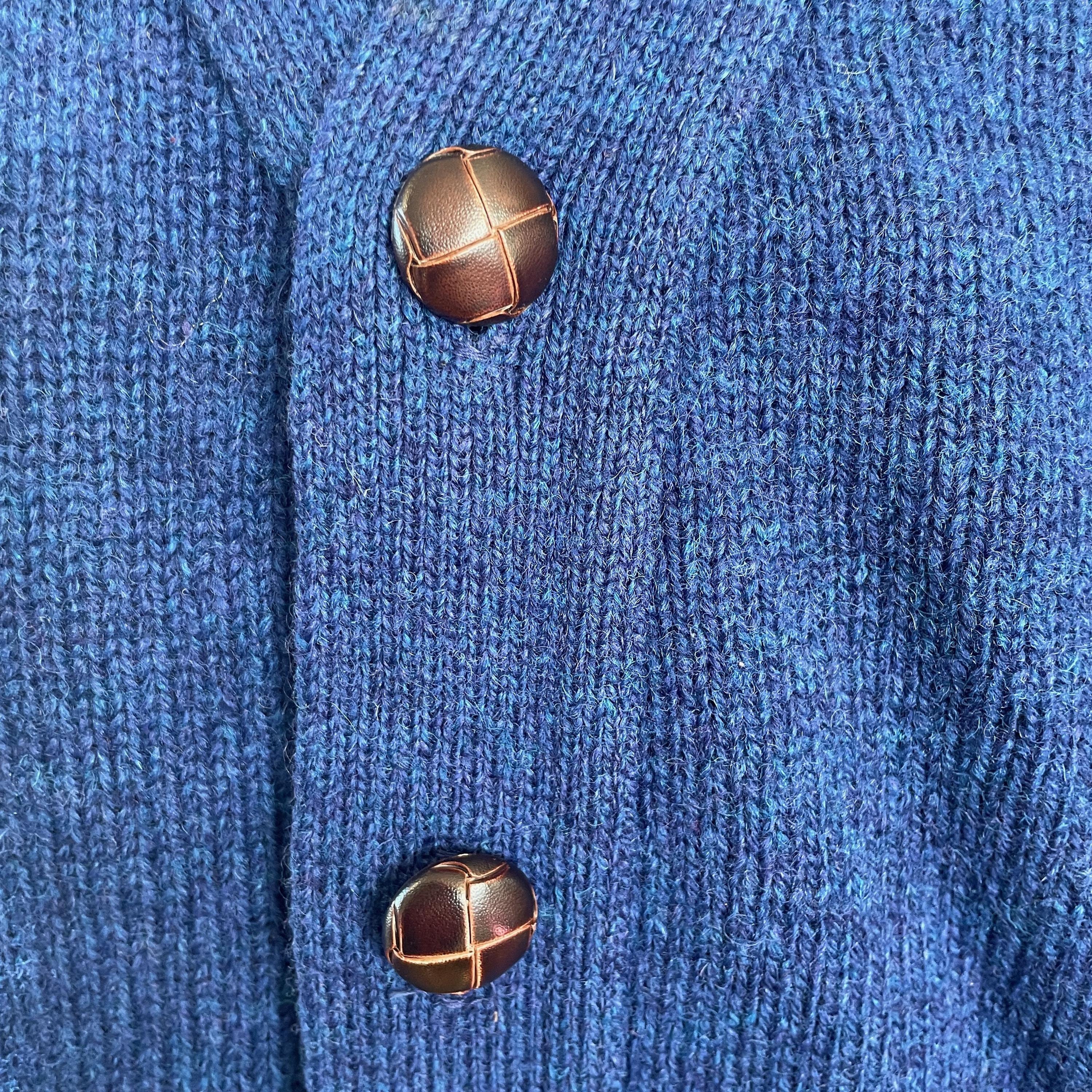 1970s Vintage Pendleton Wool Knit Cardigan - Bright Blue, Made in 