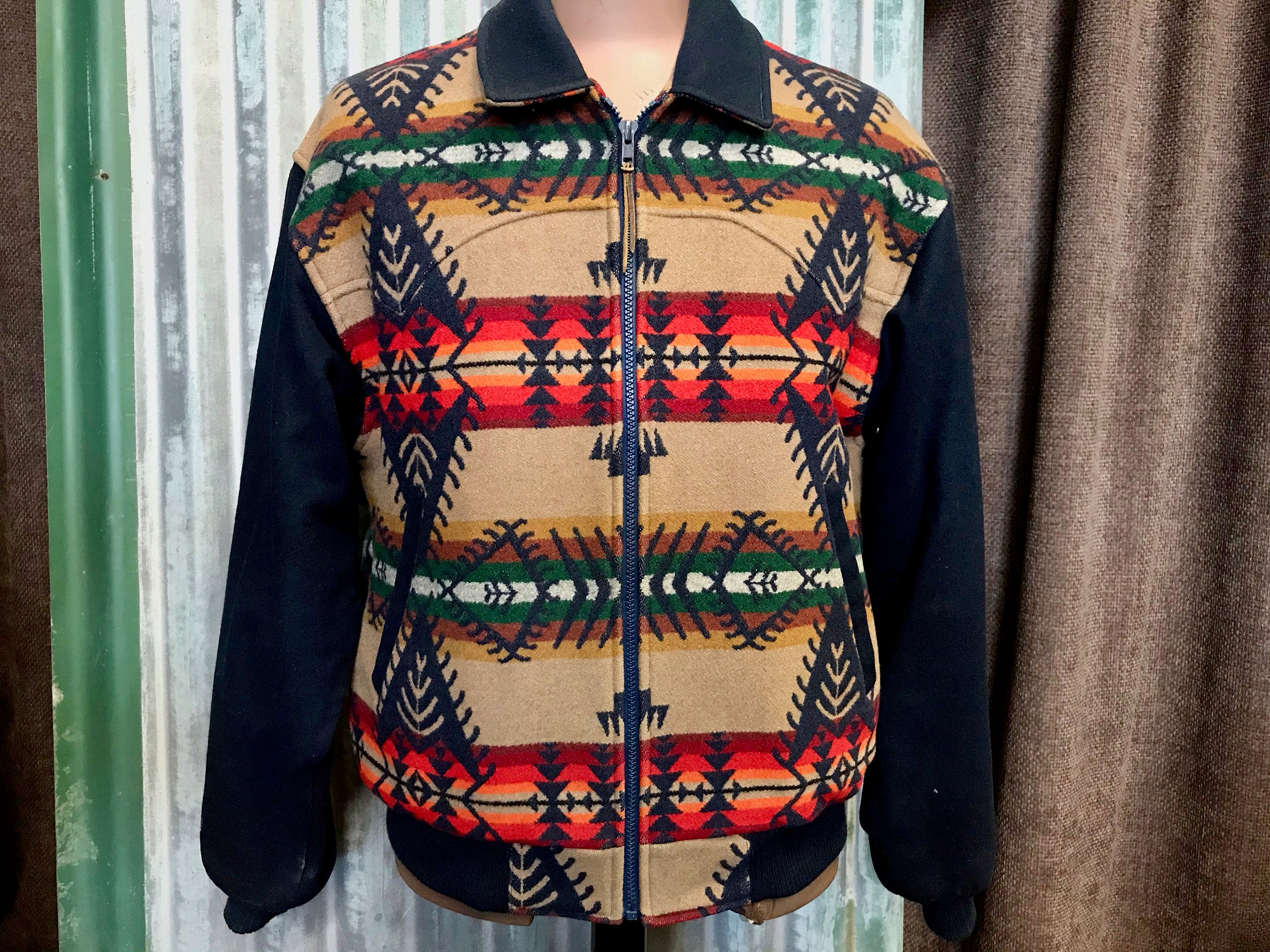 1990's Vintage Pendleton Wool Jacket Aztec Design Etsy