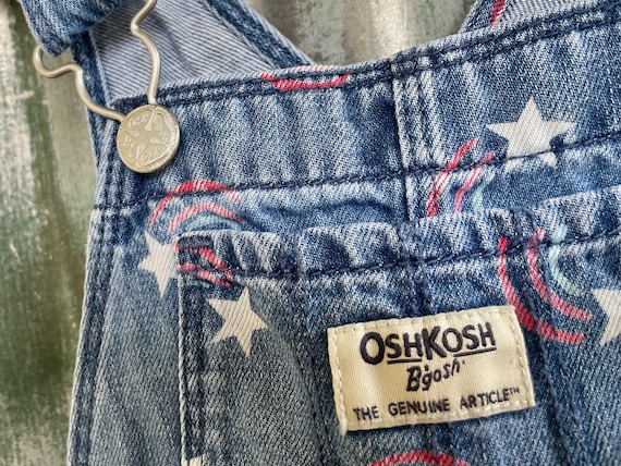 1990's Vintage Kids Oshkosh Rainbow Star Print Cotton Denim