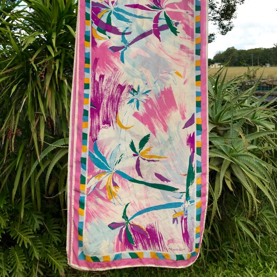 Vintage Silk Scarf 'Albert Nipon' Palm Tree Print