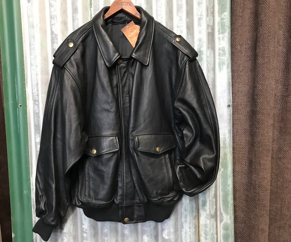 Vintage Black Leather Jacket Sz XL - OOAK