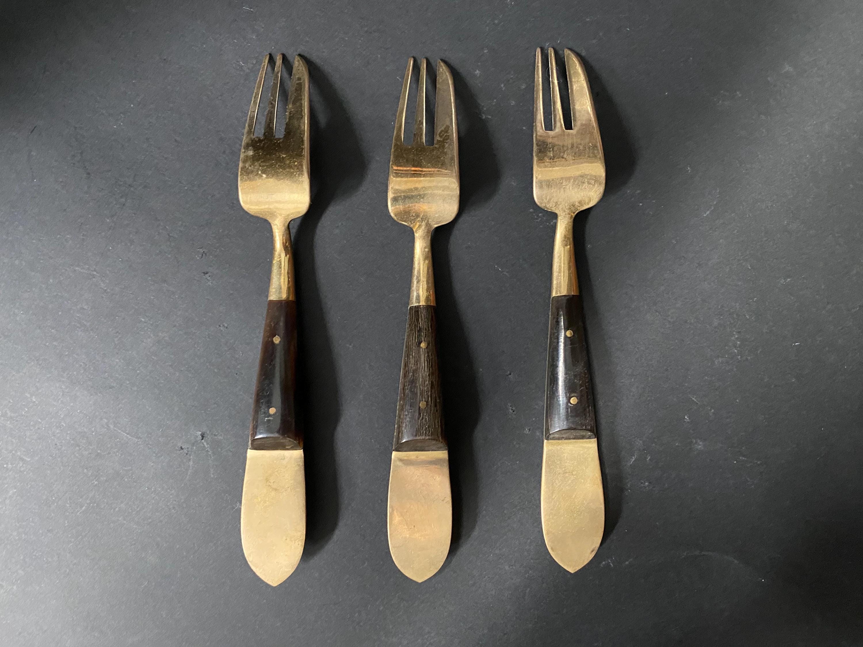 Mid Century Vintage Set of 3 Forks Siam Thai Buddha Brass Rosewood ...