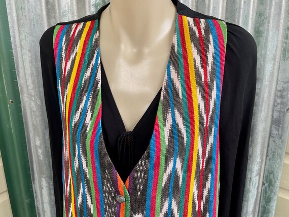 1980s Vintage Women's Handwoven Cotton Aztec Stri… - image 1