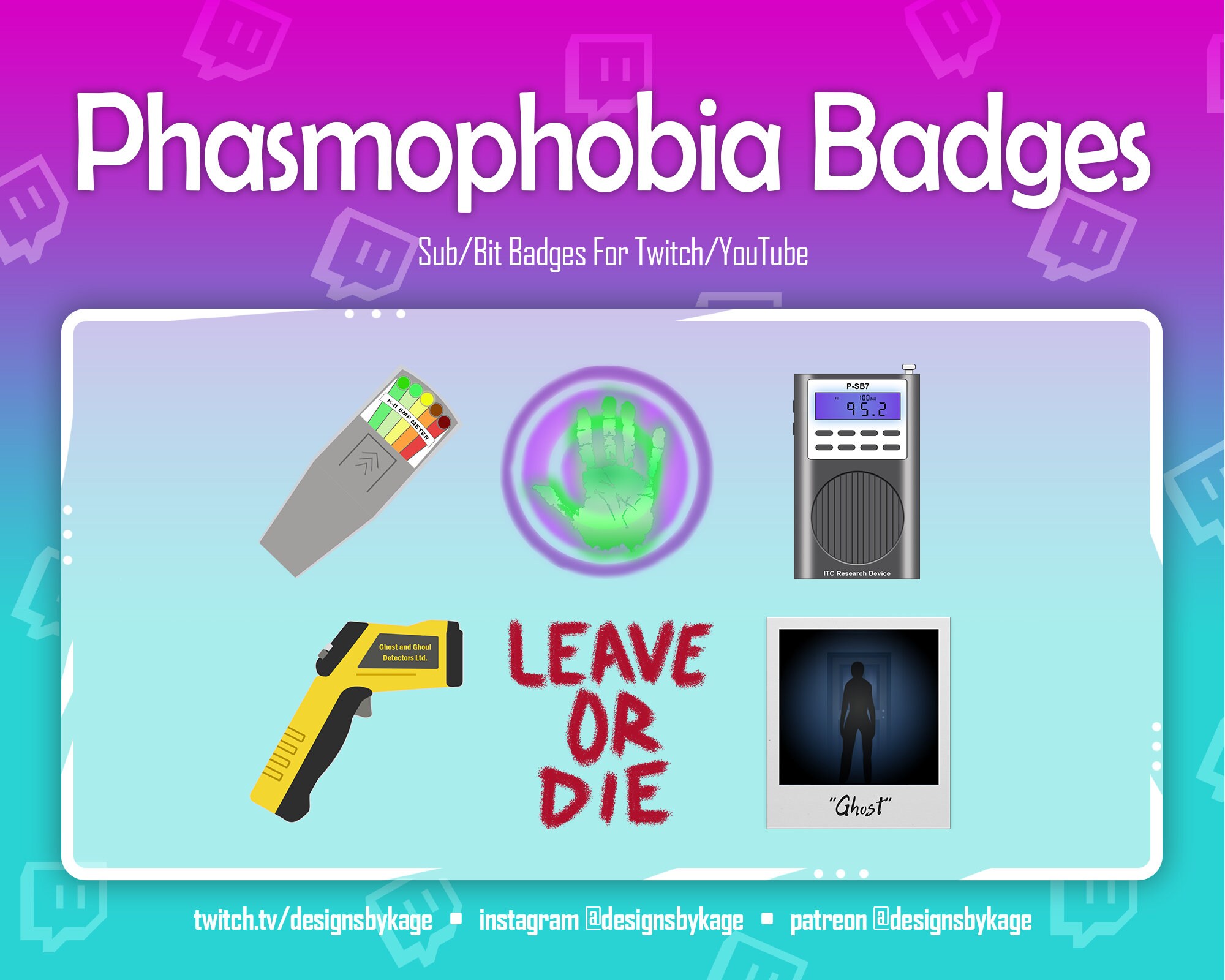 Phasmophobia X6 Bit Sub Badges For Twitch Youtube Etsy