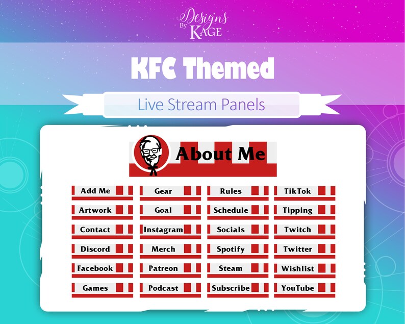 KFC X25 X25 Stream Panels Twitch Panels, Kick Panels Overlays Streamer ...