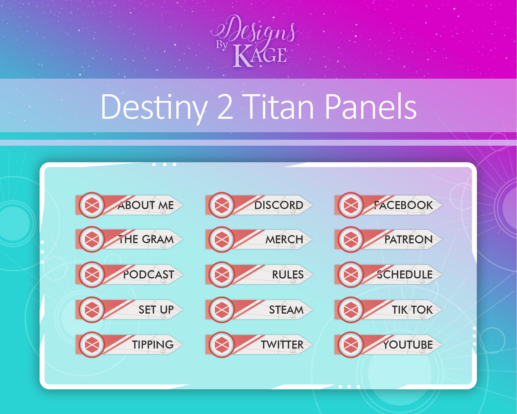 Destiny 2 Titan X15 Twitch Panels 