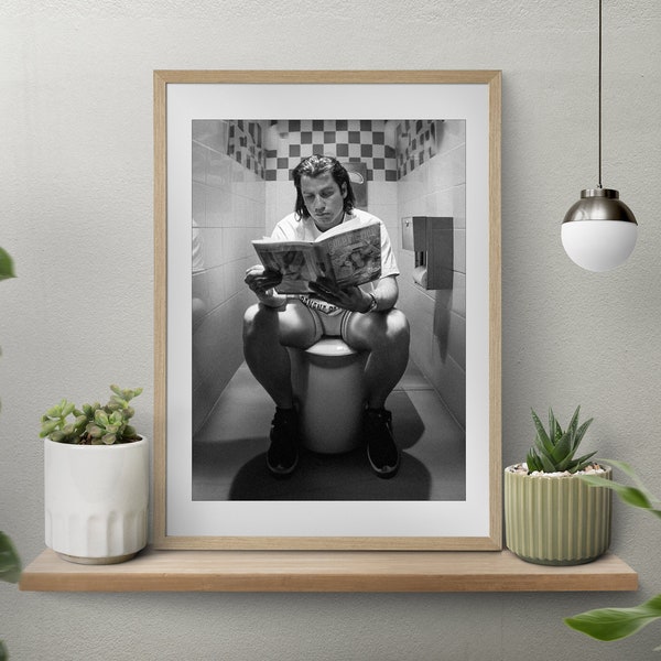 JPG digital file | Toilet scene John Travolta in 'Pulp Fiction' | 1994 | Wall art | Black and white