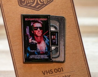 Terminator VHS-speld – Retro jaren 80 filmspeld – Emaille mini VHS-cassette – VHS-collectie serie 001 speld