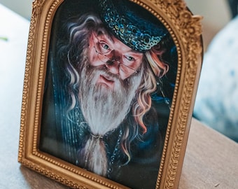 Verguld gegoten frame 24x17 cm • Decoratief ornament • Afbeelding naar keuze • Voorbeeld geïnspireerd op Harry Potter en Dumbledore